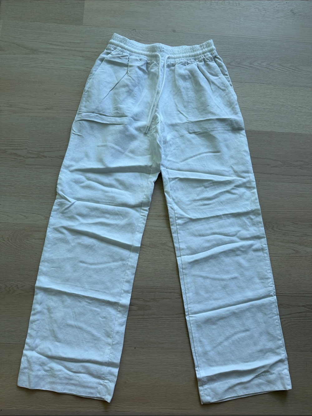 NEW Aritzia White Elastic-Waist Wide Straight Leg Pants Size XS